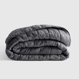 NWT QUINCE European Linen Box Quilt King/Cal King Charcoal 4283